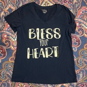 Navy “Bless Your Heart” short sleeve